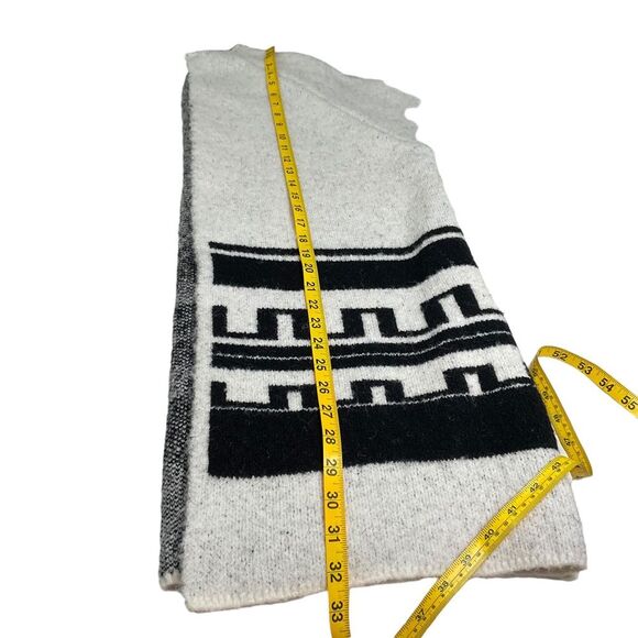 Zara Knit Black and White Wool Blend Greek Key Jacquard Open Front Size S - Picture 14 of 14